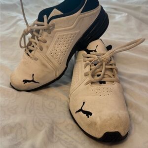 Puma White and Black Athletic Shoes with Breathable Design